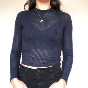HOLLISTER Long Sleeve Ribbed Mock Neck Top